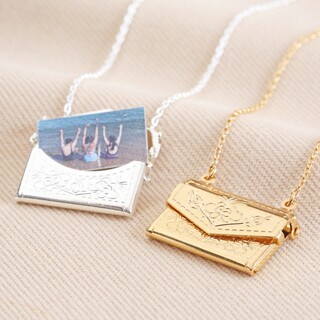 Personalised Envelope Locket Necklace with Hidden Photo Charm