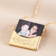 Lisa Angel Gold Personalised Envelope Locket Necklace with Hidden Photo Charm
