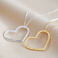 Personalised Large Heart Outline Necklace