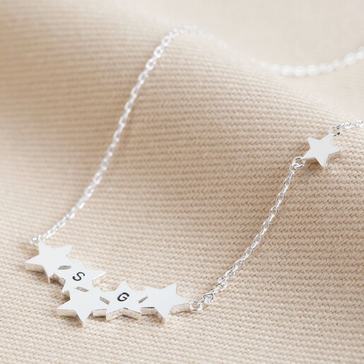 Lisa Angel Silver Personalised Star Cluster Pendant Necklace