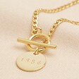 Personalised Date T-Bar and Toggle Choker Necklace in Gold