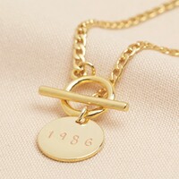 Personalised T-Bar and Toggle Choker Necklace in Gold