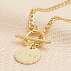 Personalised T-Bar and Toggle Choker Necklace in Gold