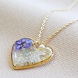 Lisa Angel Ladies' Pressed Flower Heart Pendant Necklace in Gold