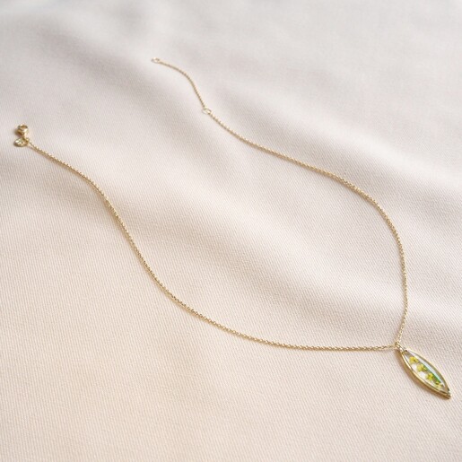 Lisa Angel Pressed Yellow Flowers Pendant Necklace in Gold