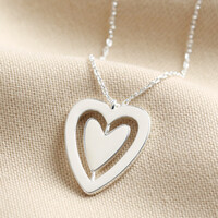 Spinning Heart Pendant Necklace in Silver