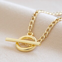 T-Bar and Toggle Necklace in Gold