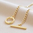 Teen's T-Bar and Toggle Necklace in Gold