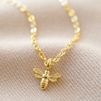 Tiny Bee Charm Choker Necklace in Gold