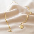 Lisa Angel Delicate Toggle and Heart Charm Necklace in Gold