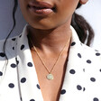 Personalised Organic Shape Wax Seal Necklace in Gold on Model