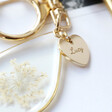Lisa Angel Ladies' Personalised Pressed Real Flower Charm Keyring in Gold