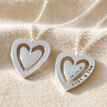 Personalised Spinning Heart Pendant Necklace in Silver