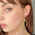 Statement Infinity Knot Drop Earrings in Gold on Model