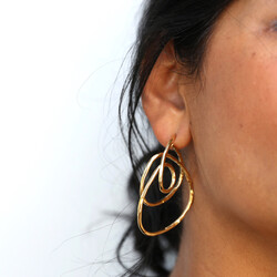 Statement Swirly Hoop Earrings in Gold