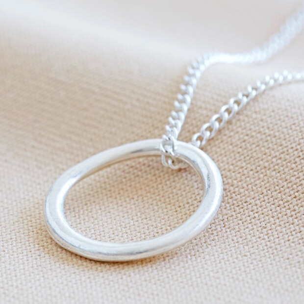 Organic Style Hoop Necklace in Silver Organic Style Hoop Necklace in Silver