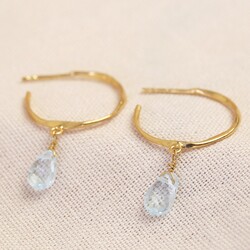 Gold Sterling Silver Gemstone Hoop Earrings - March