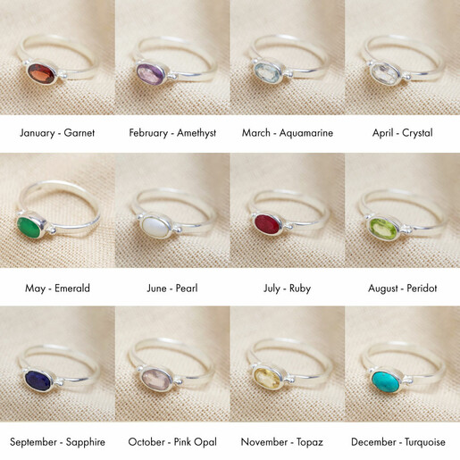 birthstone rings in sterling silver