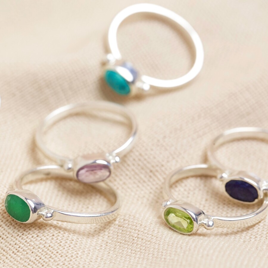 silver gemstone rings