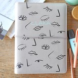 Personalised Eyes & Lips Faux Leather Refillable Notebook