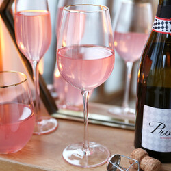 Gold Rimmed Pink Wine Glass