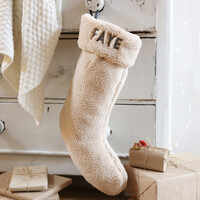 Personalised Soft Sherpa Christmas Stocking in Cream