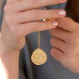 Gold Sterling Silver Hammered Zodiac Constellation Necklace on Model