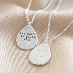 Personalised Antique Effect Droplet Pendant Necklace