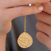 Gold Sterling Silver Hammered Zodiac Constellation Necklace
