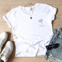 Personalised Embroidered Birth Flower T-Shirt