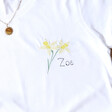 Personalised Embroidered Colourful Birth Flower T-Shirt