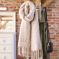 Personalised Embroidered Gold Initials Recycled Oversized Scarf
