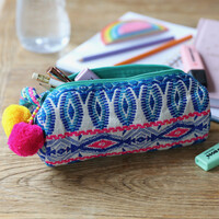 House of Disaster Fiesta Blue Embroidered Jacquard Pouch