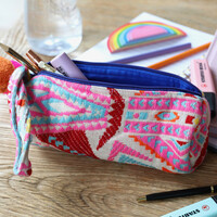 House of Disaster Fiesta Pink Embroidered Jacquard Pouch