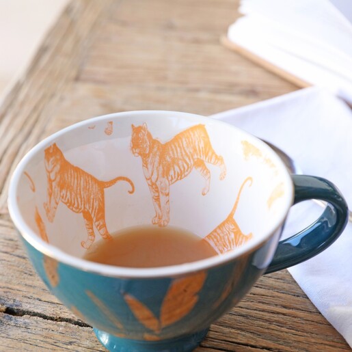 Inside of House of Disaster Heritage & Harlequin Tiger Cup in Teal