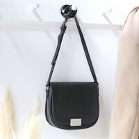 Vegan Leather Crossbody Bag in Black