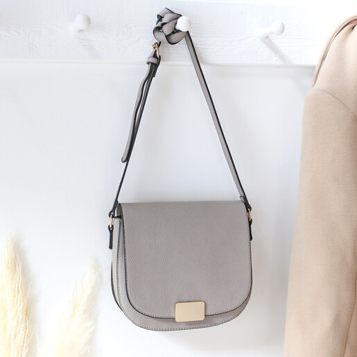 Grey leather cross body on sale bag