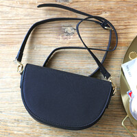 Vegan Leather Half Moon Crossbody Bag in Black
