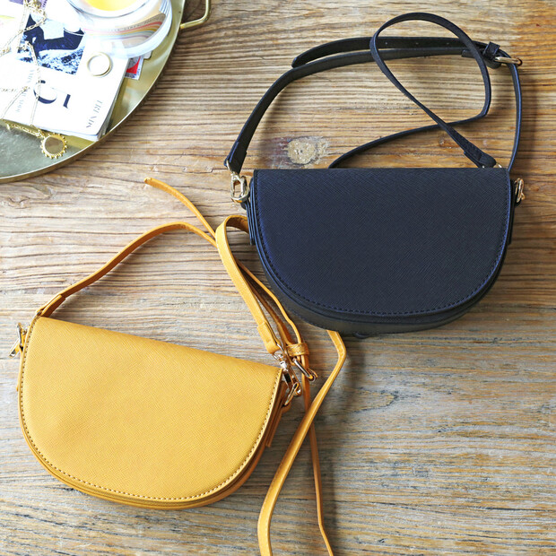 Lorreen Webbing Leather Half Moon Crossbody Bag Black