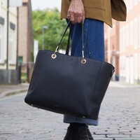 Large Black Vegan Leather Shopper Tote