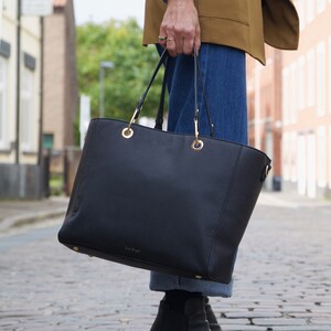 Large Black Vegan Leather Shopper Tote