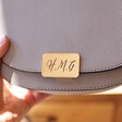 Personalised Grey Faux Leather Cross Body Handbag