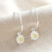 Estella Bartlett Daisy Charm Hoop Earrings in Silver