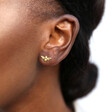 Gold Sterling Silver Bumblebee Stud Earrings on Model
