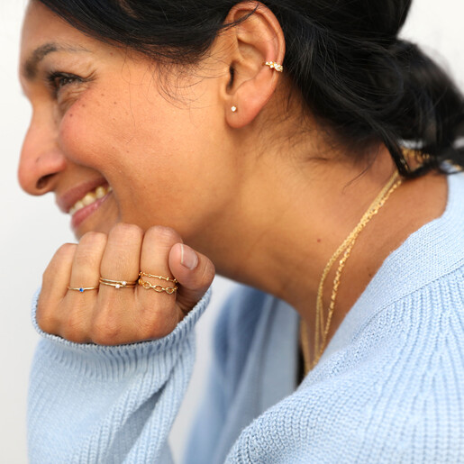 Gold Sterling Silver Chain Ring on Model