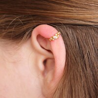 Gold Sterling Silver Crystal Cluster Ear Cuff