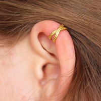 Gold Sterling Silver Hammered Ear Cuff
