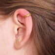 Slim Gold Sterling Silver Feather Ear Cuff on Model