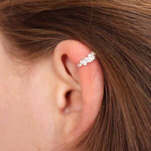 Sterling Silver Crystal Cluster Ear Cuff