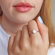 Ladies' Sterling Silver and Round Opal Ring on Model
